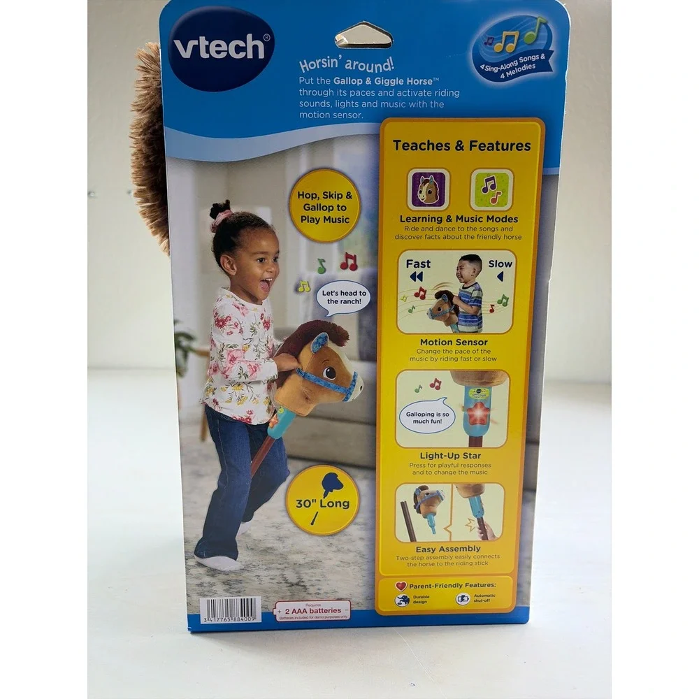 VTech Gallop & Giggle Horse Interactive Plush Stick Toy Brown 30 Inch 80-554400